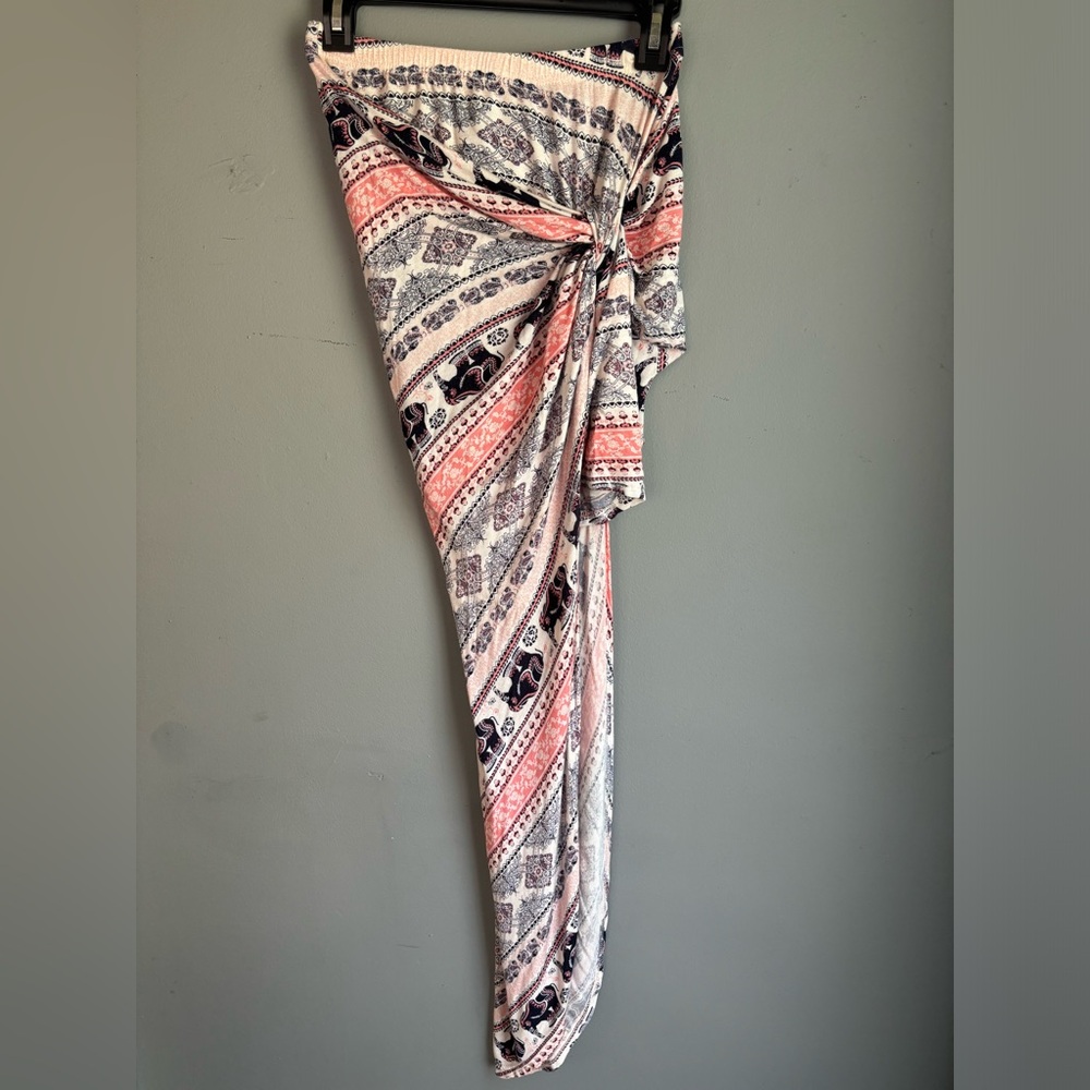 Rue21 Pink, Navy and White Maxi Skirt with Tie Front